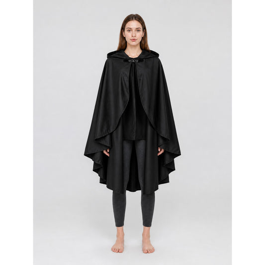 Black Hooded Carnival Cape, Flowing