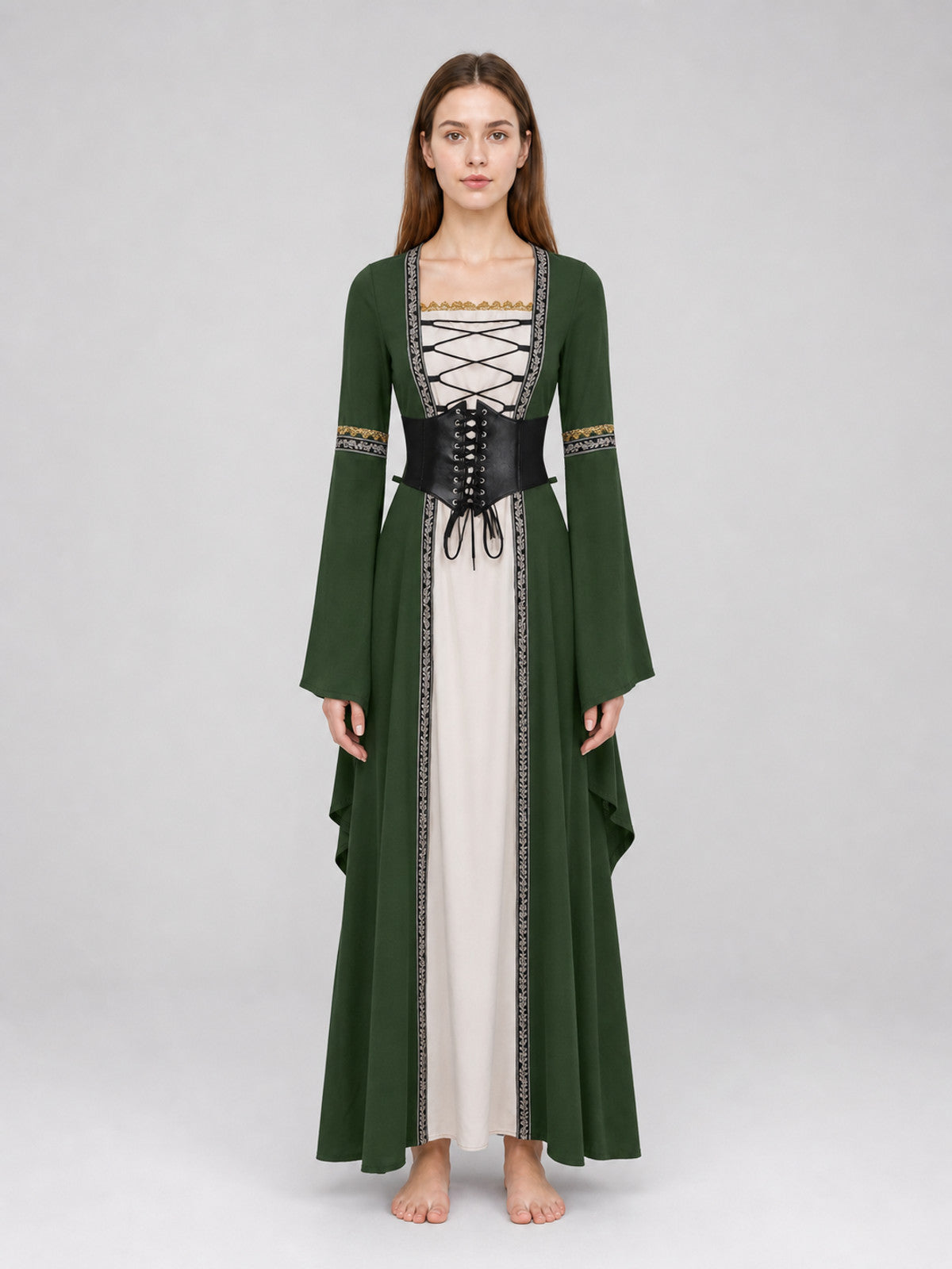 Gothic Costume Dress in a Medieval Style front view