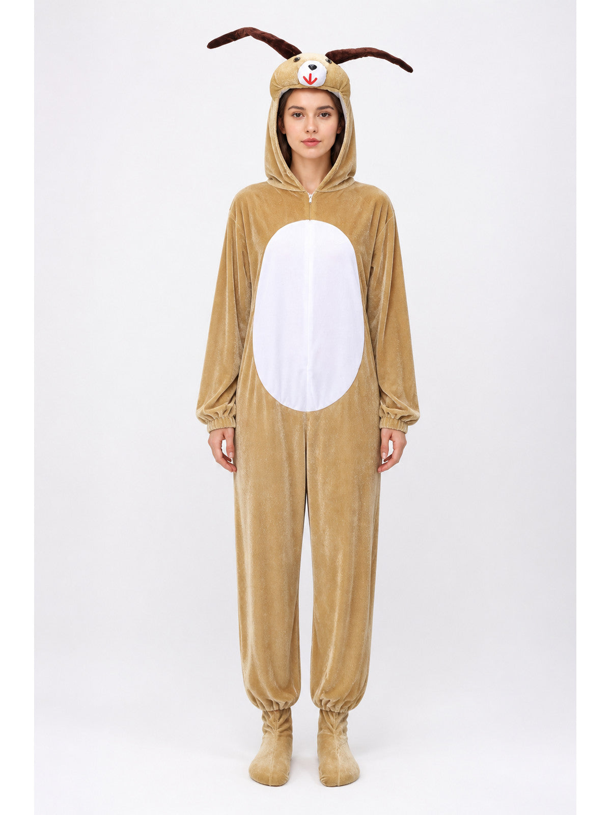 One-Piece Baby Goat Costume with Hood, Brown main product view