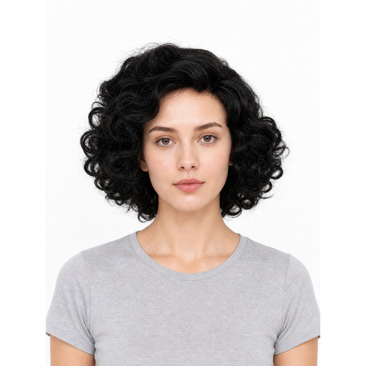 Black carnival wig with voluminous curls