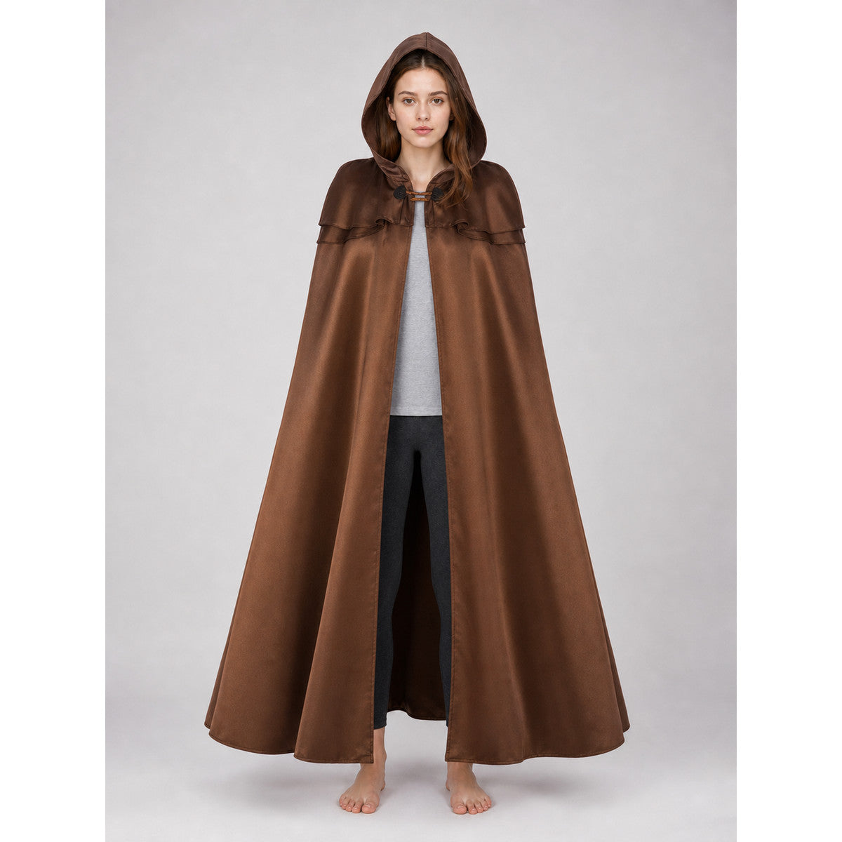 Brown Viking Hooded Cloak Cape
