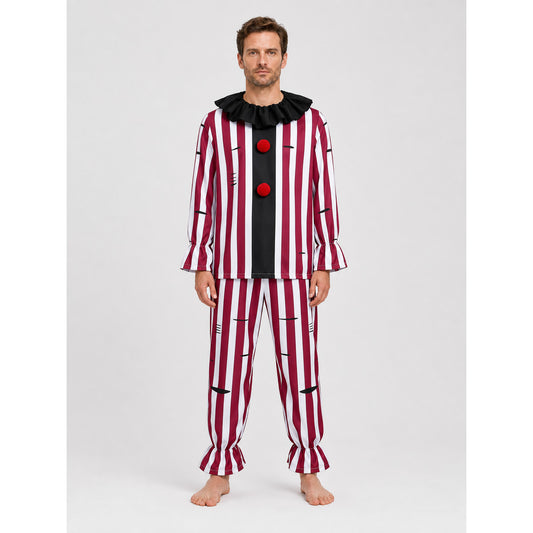 Red-and-White Striped Clown Costume, 2-Piece on-model view
