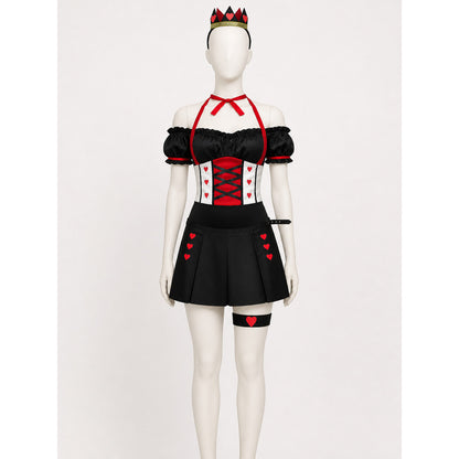 Queen of Hearts Costume with Crown and Hearts for Halloween on-model view