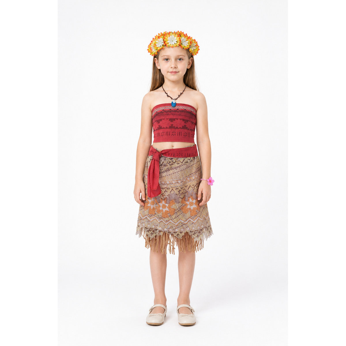 Children's Moana Costume with Skirt and Necklace main product view