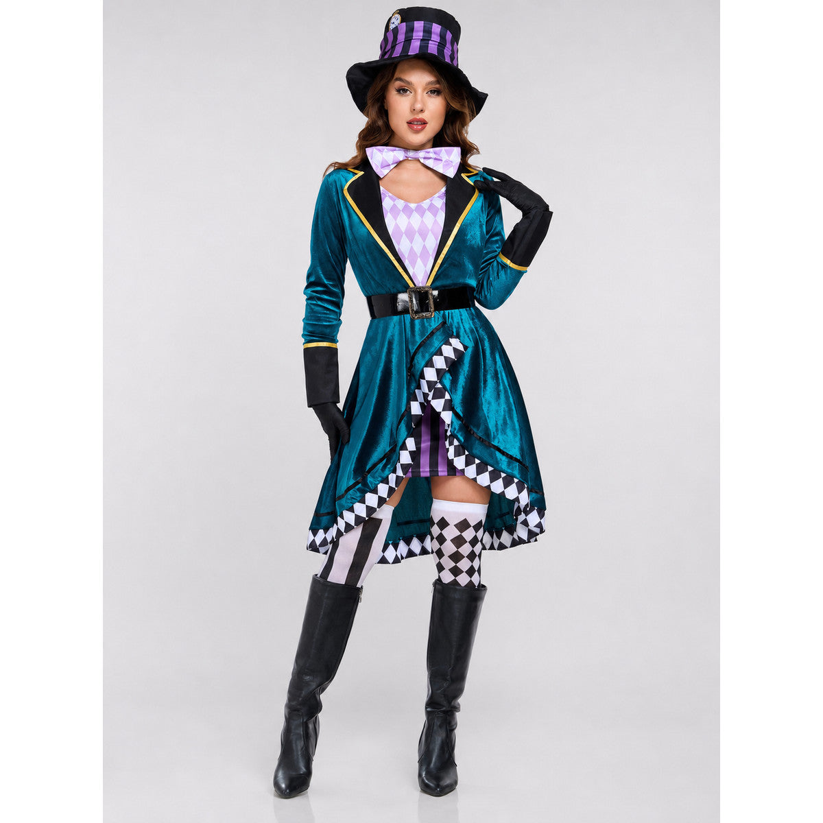 Stage Costume with an Asymmetrical Skirt and Top Hat