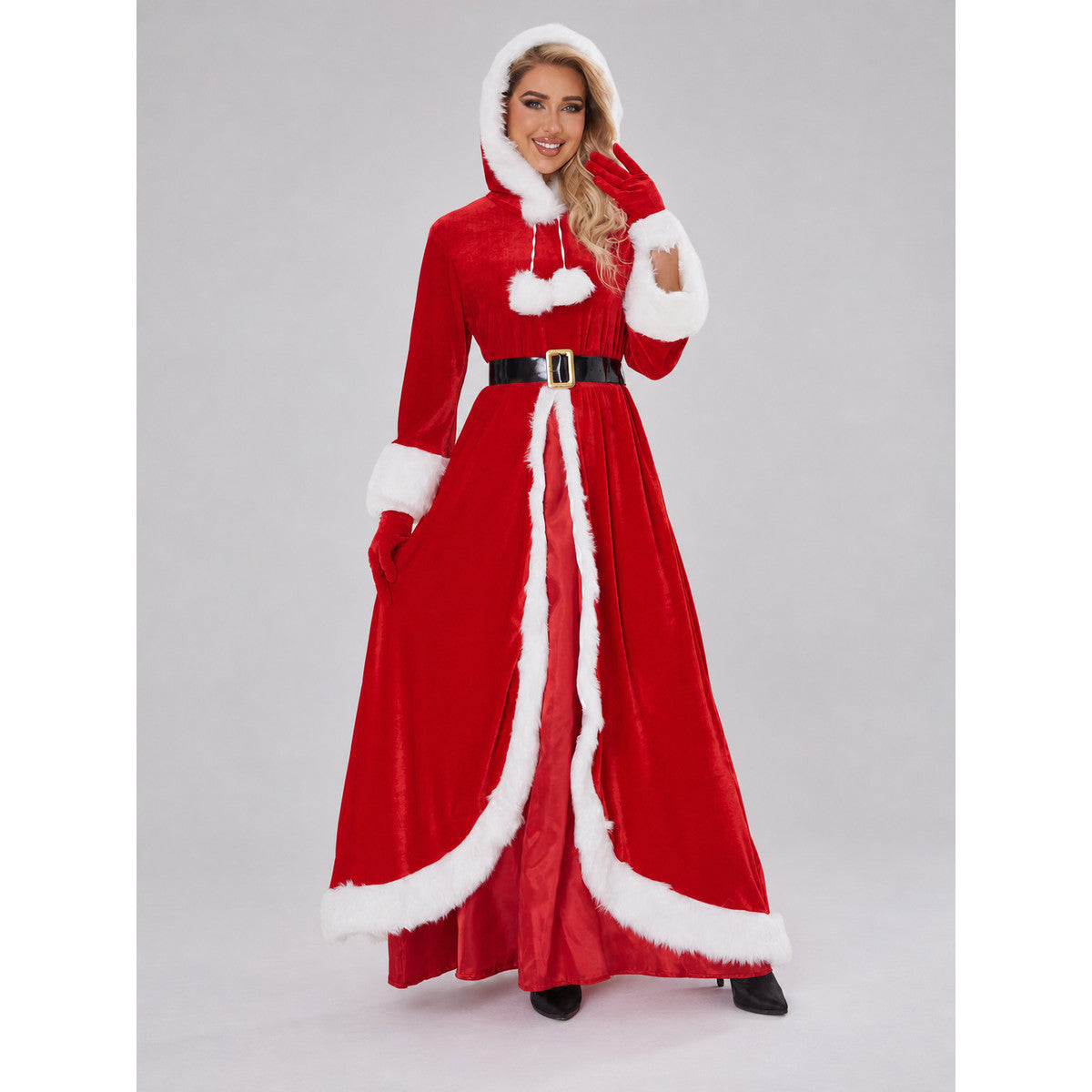 Holiday Costume with Hood and White Trim