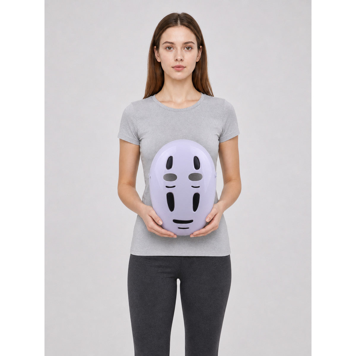 White No-Face Mask for Cosplay with Cutouts