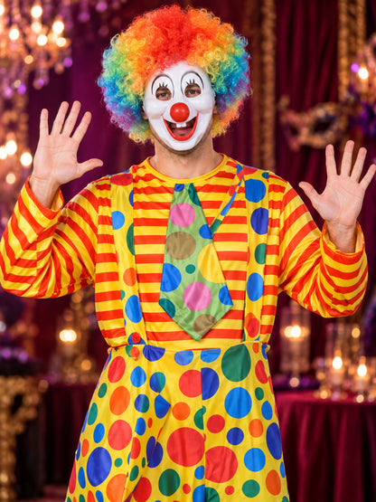 Yellow Clown Costume with Jumpsuit, Wig, and Mask