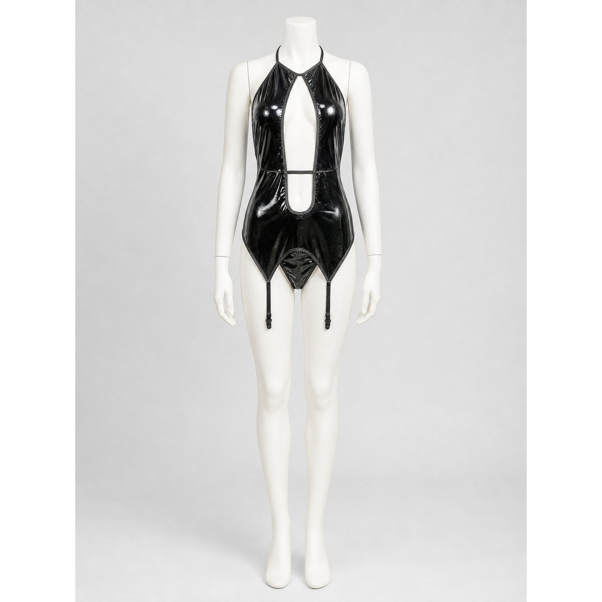 Black Erotic Cutout Bodysuit with Straps