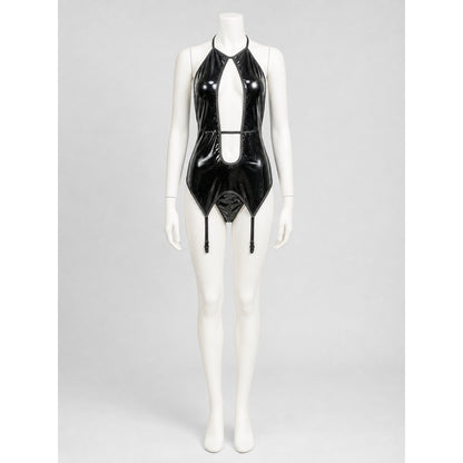 Black Erotic Cutout Bodysuit with Straps