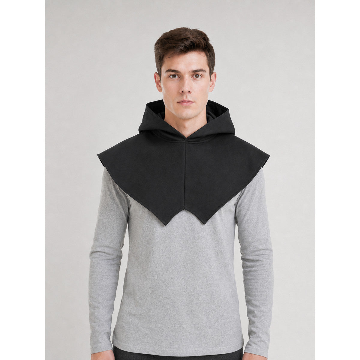 Black Triangular Hooded Cloak for Cosplay on-model view