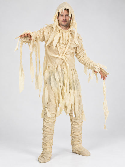 Adult Mummy Costume with Hood, Light Beige