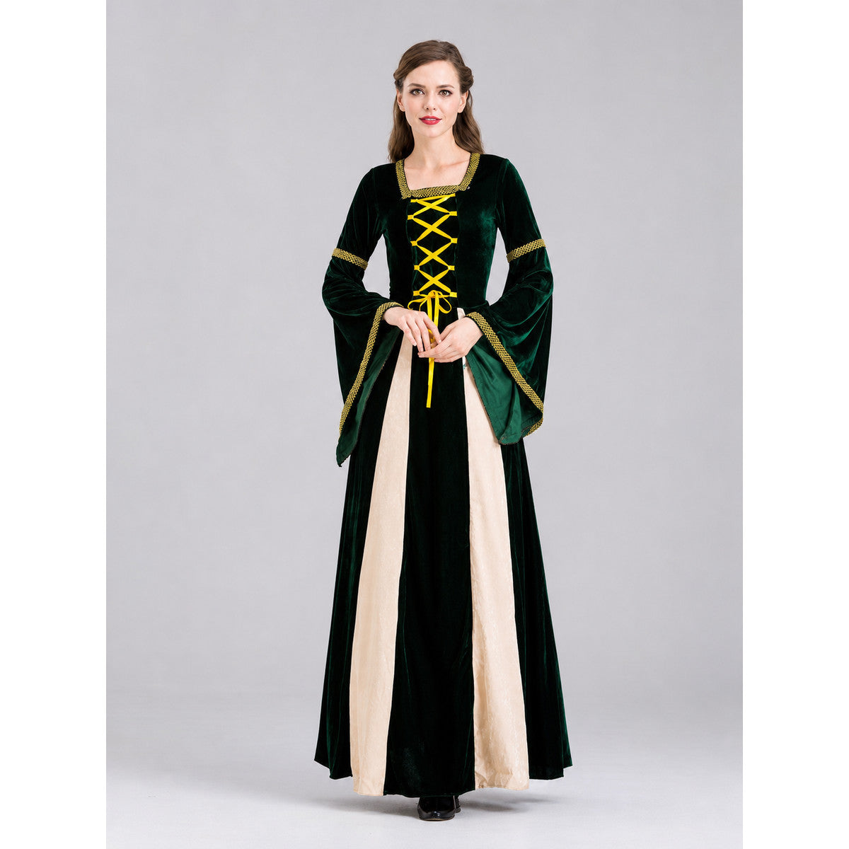 Medieval-Style Carnival Dress with Lacing on-model view