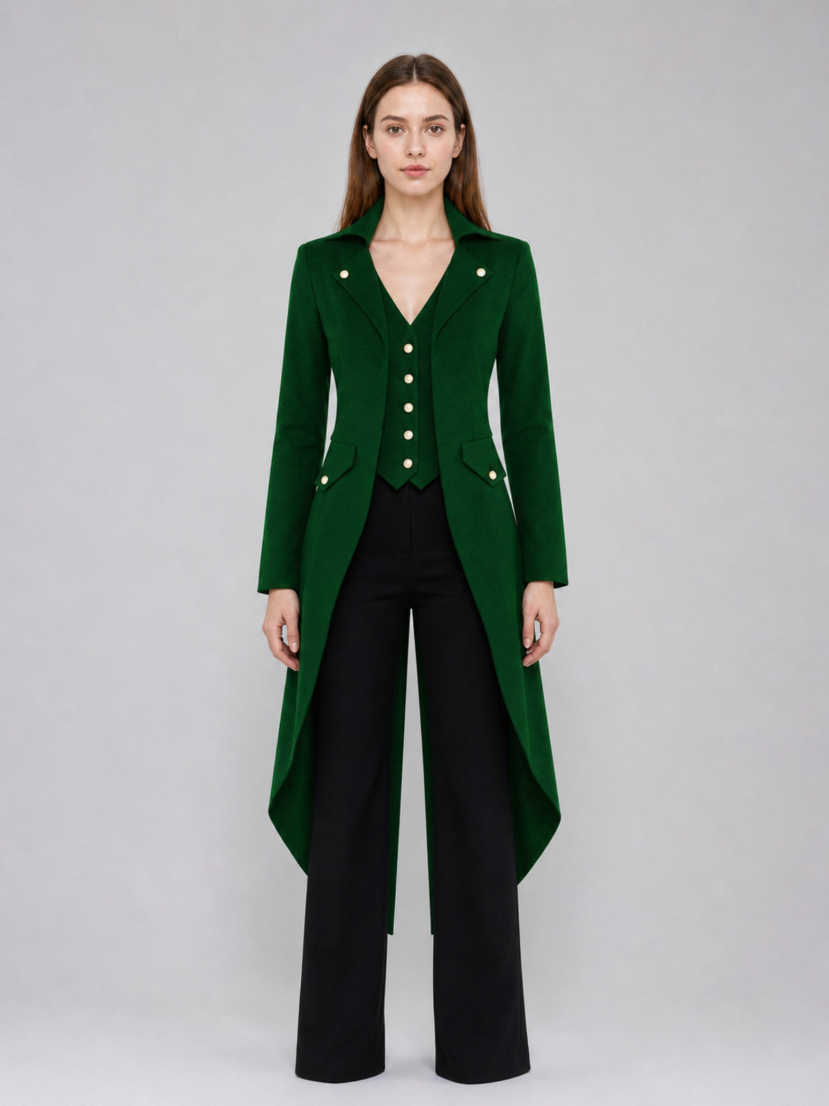 Long Dark Green Gothic-Style Tailcoat