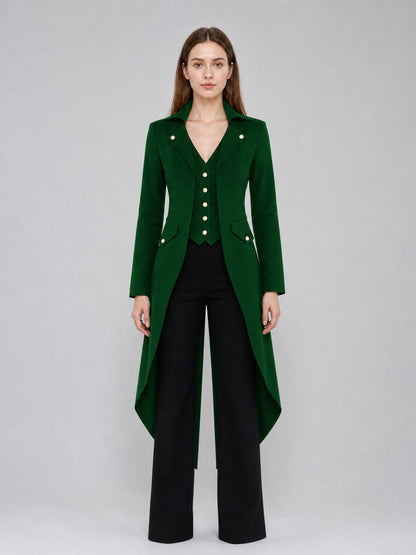Long Dark Green Gothic-Style Tailcoat