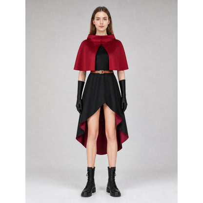 Linsha Cosplay Costume: Dress, Cape, Belt, and Gloves on-model view