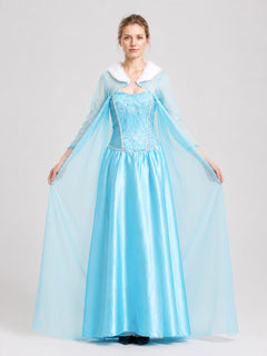 Carnival Dress with Cape and Embroidery, Blue