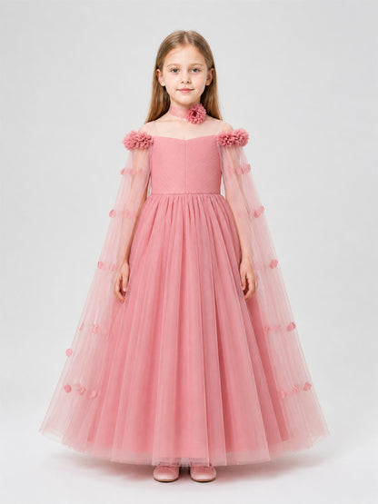 Full-Length Dress with a Layered Tulle Skirt on-model view