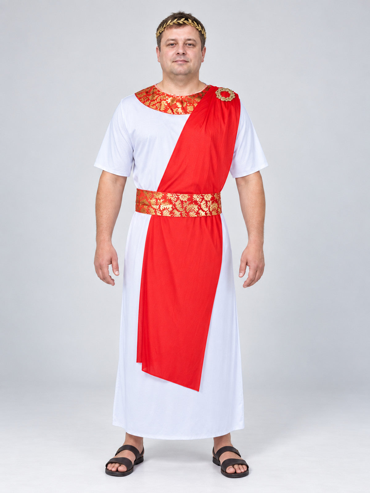 Carnival costume with red drape and ornament