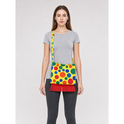 Shoulder Bag with Fringe in Clown Style front view