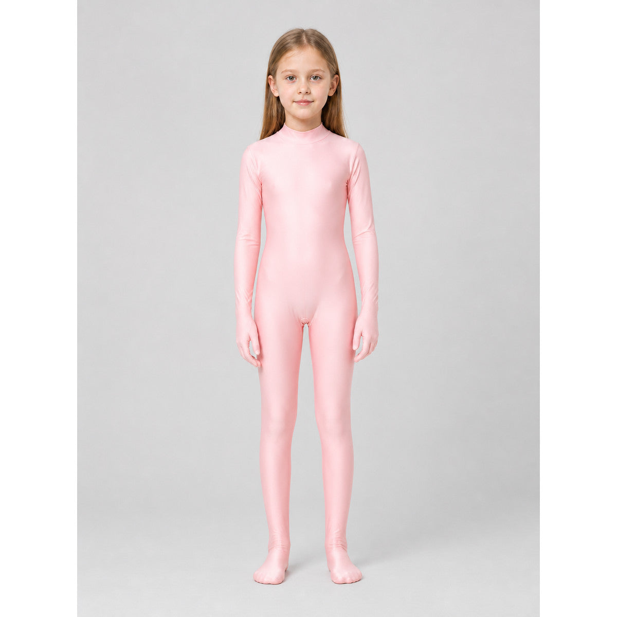 Pink Hooded Jumpsuit with Paws and a Zipper on-model view