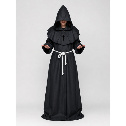 Hooded Monk Costume with Belt and Cross