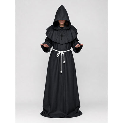 Hooded Monk Costume with Belt and Cross