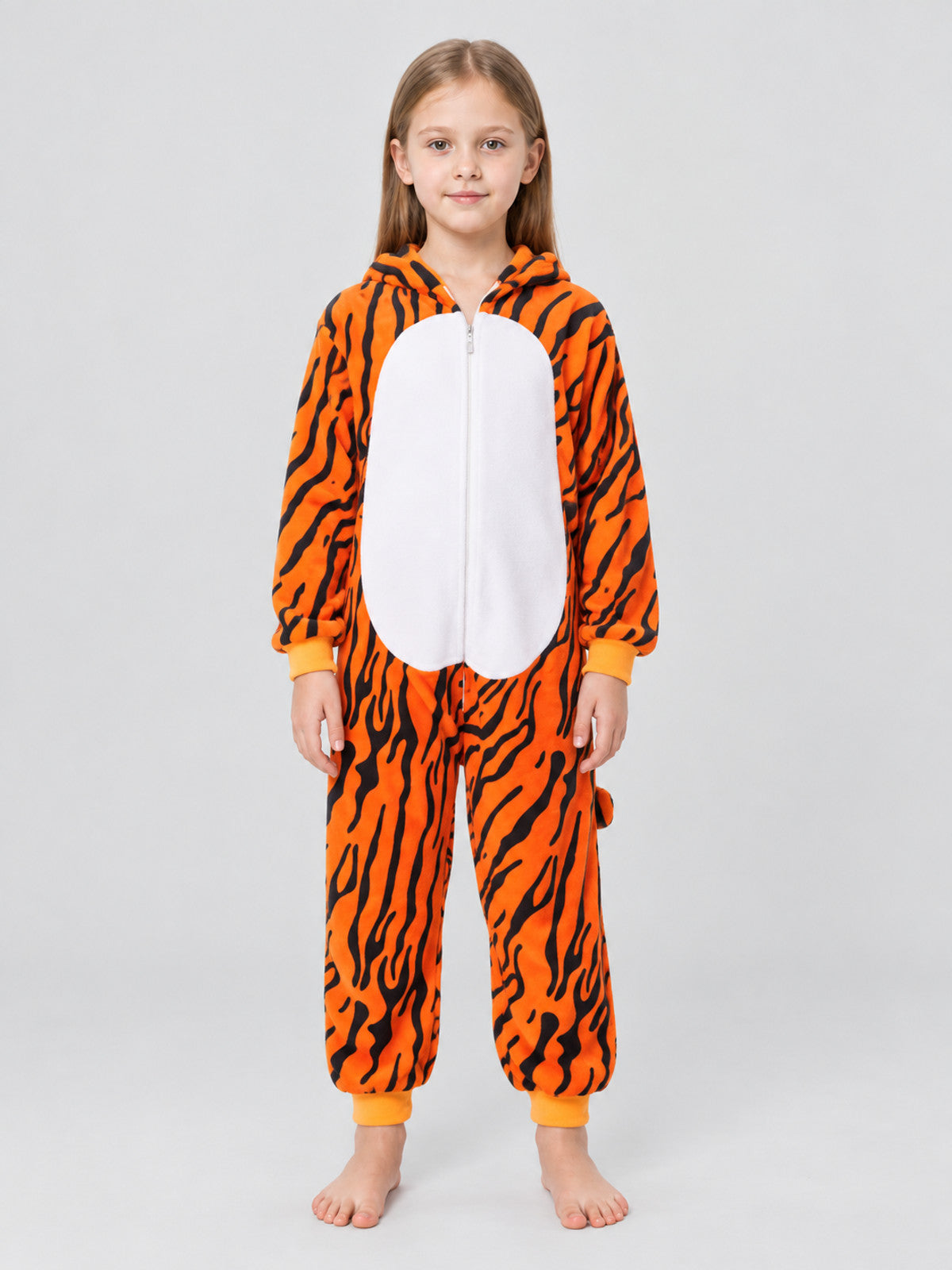 Flannel Tiger Hooded Pajama Jumpsuit