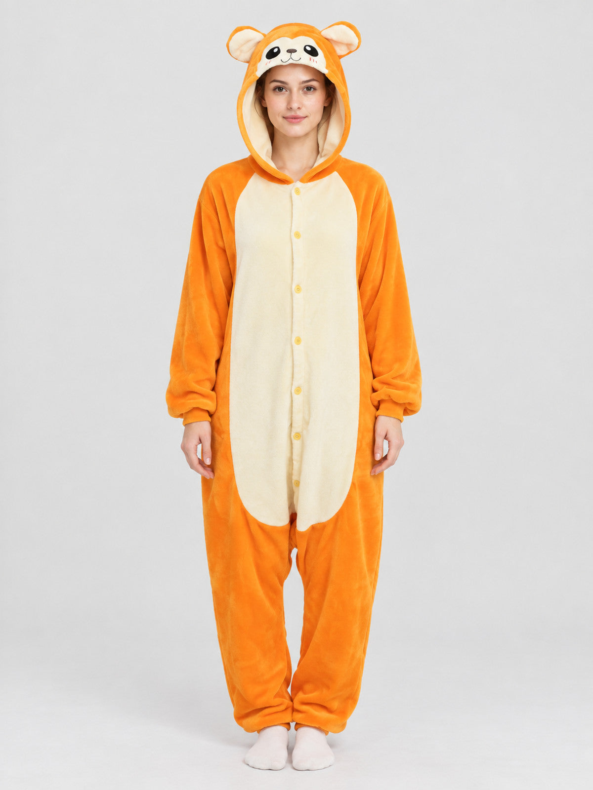 Orange Jumpsuit Pajama with Cream Insert and Hood