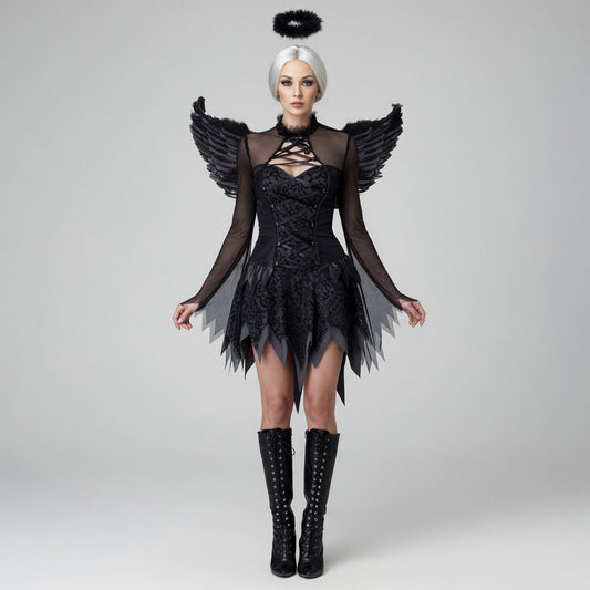 Gothic fantasy character costume with wings