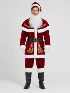 Santa Claus Costume, 8-Piece Red and White Set