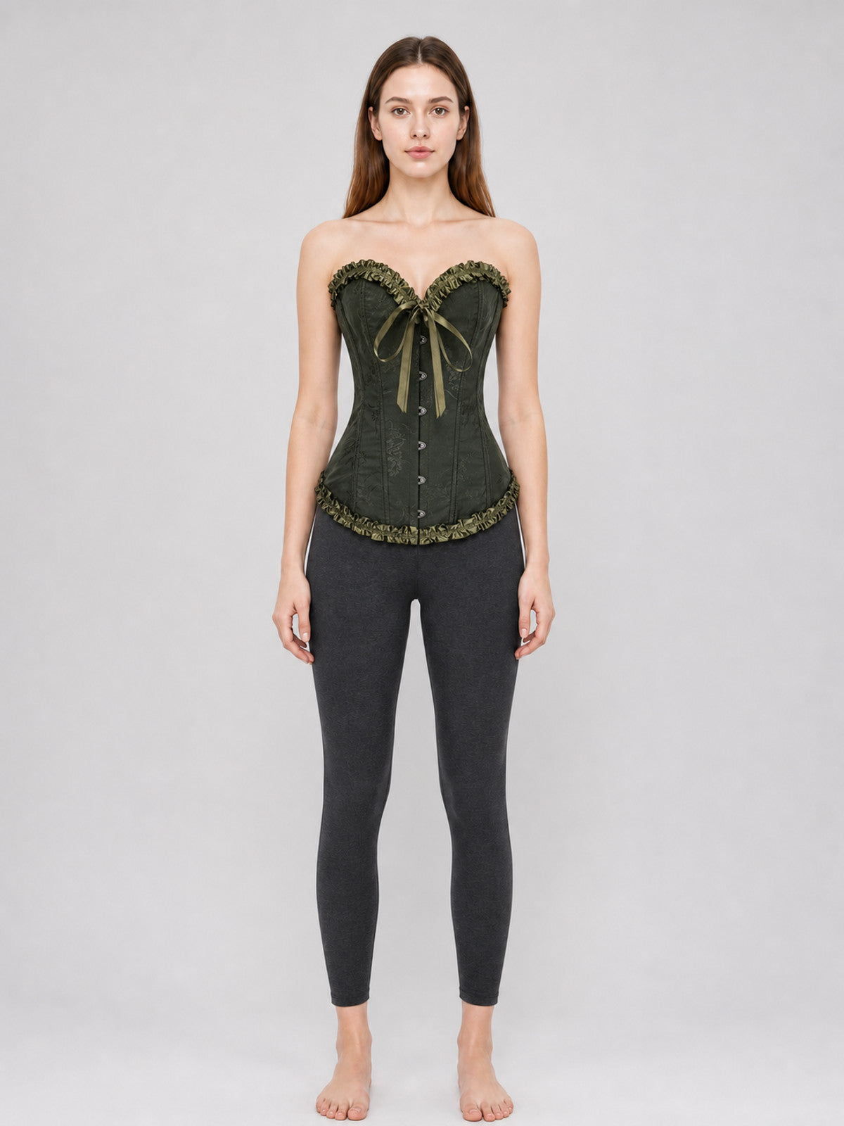 Gothic-Style Ruffled Corset Top on-model view