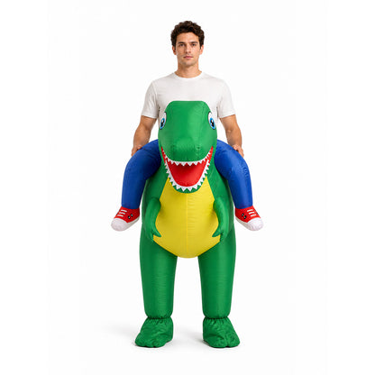 Green Inflatable Dinosaur Costume for Parties front view