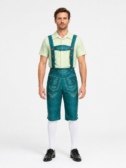 Plaid Bavarian Lederhosen Costume for Oktoberfest front view