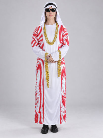 Carnival Costume with Scarf and Red Stripes