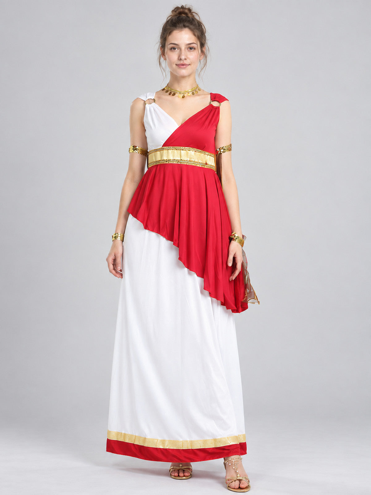 Carnival Dress with Red Asymmetrical Draping