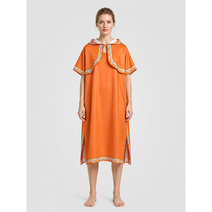Mario and Luigi Cosplay Hooded Cape, Orange on-model view