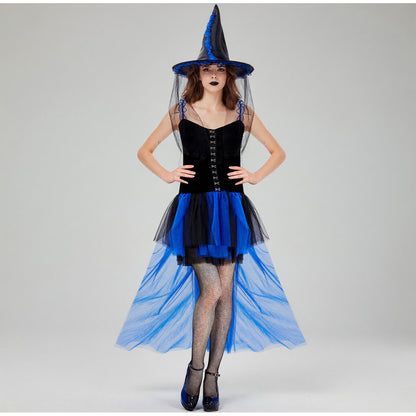 Halloween witch costume with hat and veil