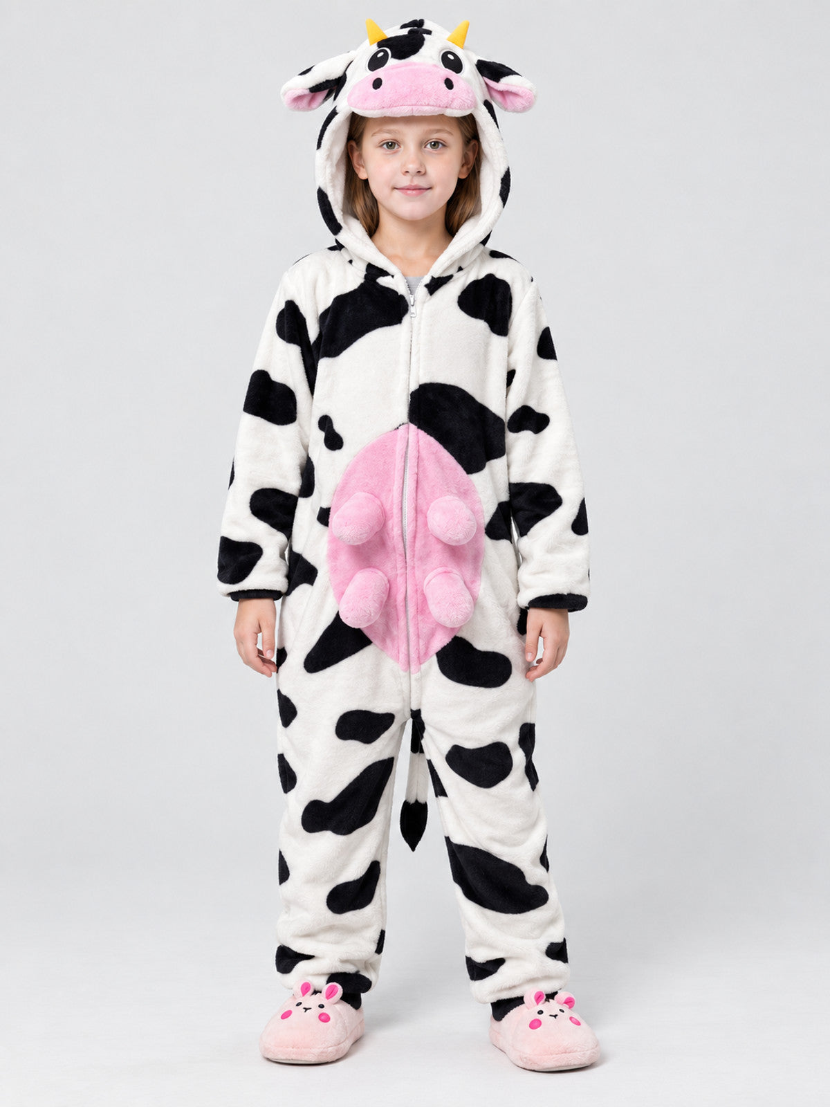 Cow Print Hooded Pajama Jumpsuit