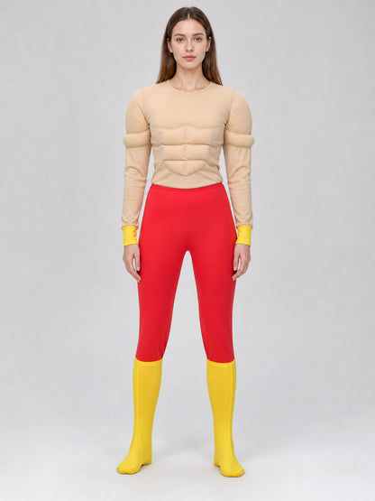 Stage Costume with Sculpted Muscles, Red and Yellow on-model view