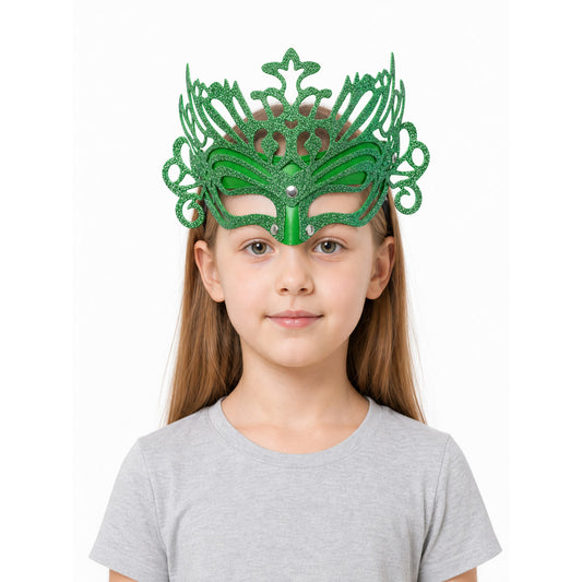 Green Glitter Carnival Headdress Mask