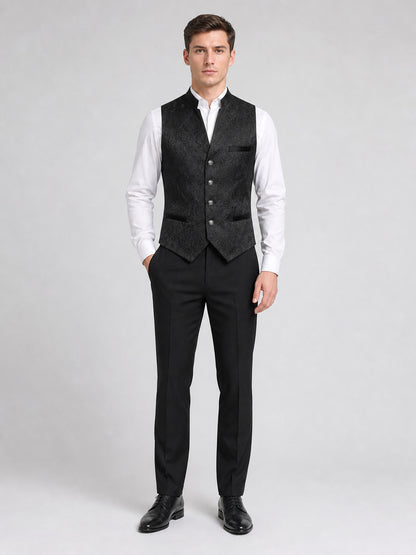 Steampunk-Style Carnival Vest, Black on-model view