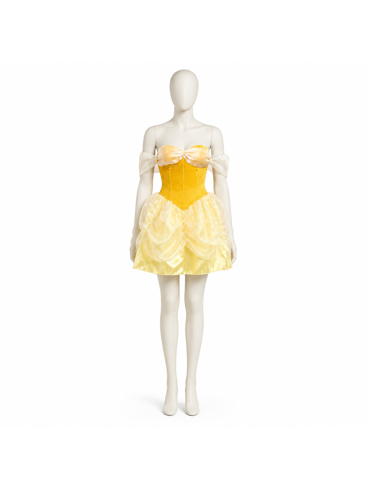 Yellow Princess Dress with Full Skirt and Bow