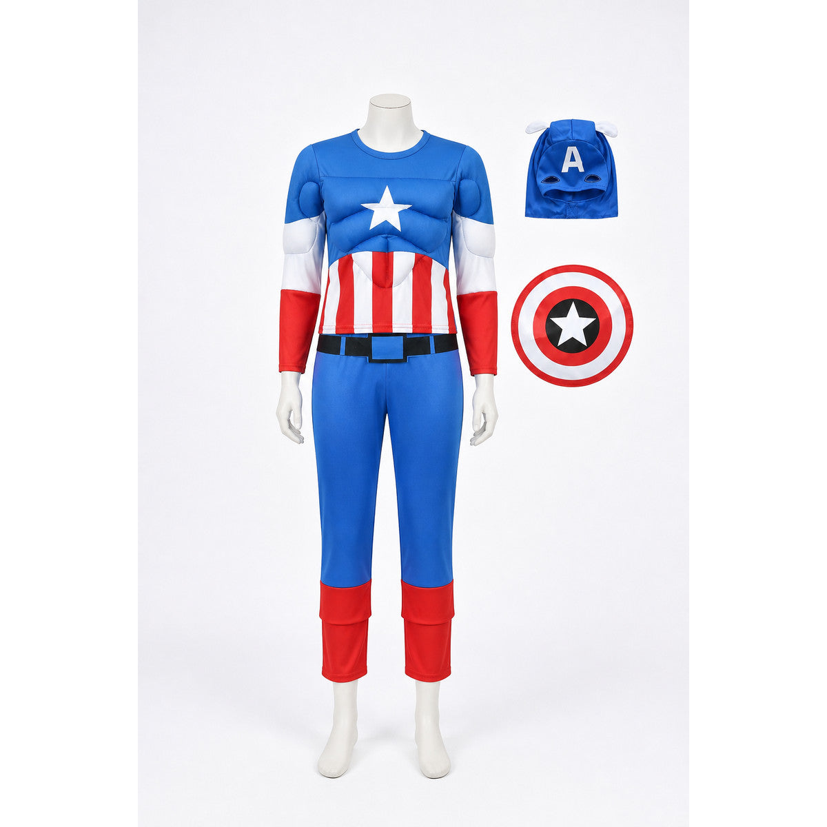 Captain America Costume with Muscles and Shield main product view