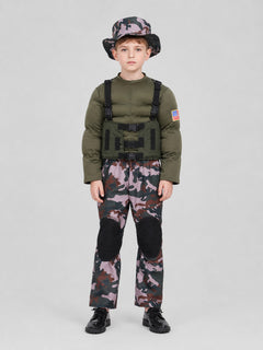 Children’s Camouflage Military-Style Costume for Cosplay