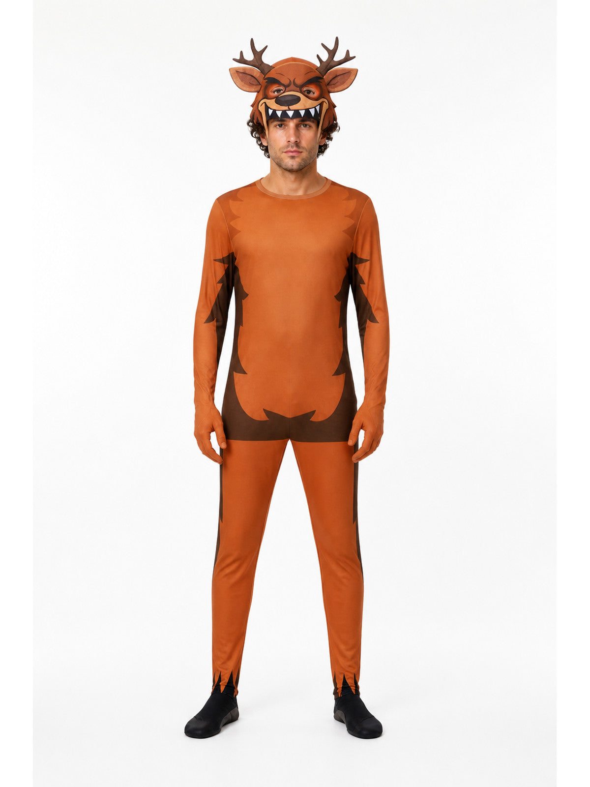 Brown Deer Jumpsuit with Mask and Antlers main product view