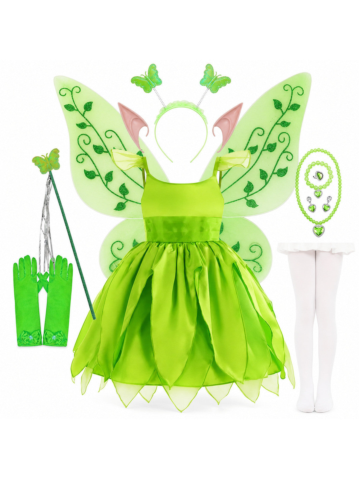 Disney Flower Fairy Dress Up Girls Cosplay Princess Dress Wings Halloween Elves