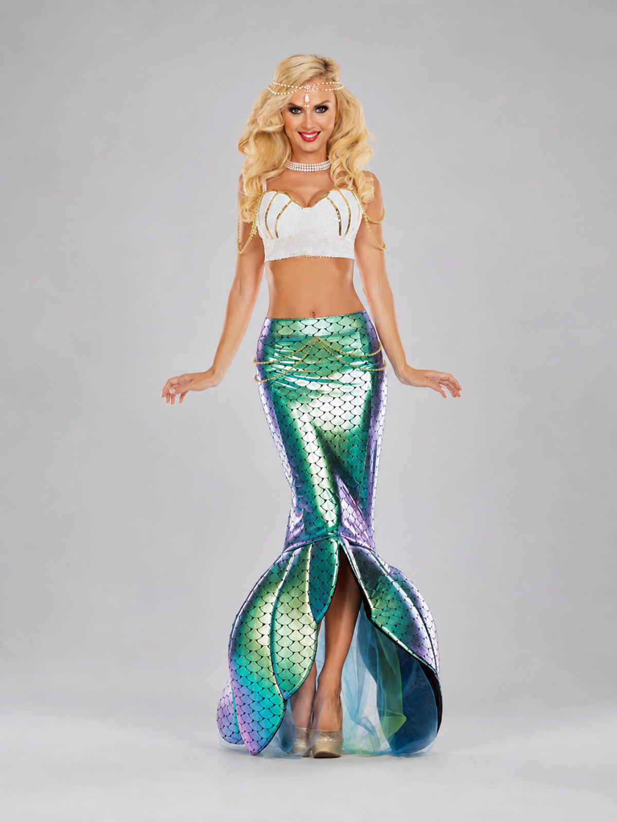 Mermaid Skirt with Scale Print and Mesh Bottom main product view