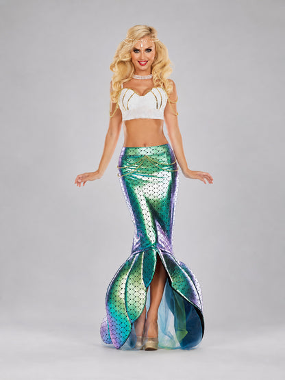 Mermaid Skirt with Scale Print and Mesh Bottom main product view