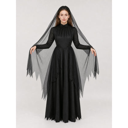 Gothic hooded costume for Halloween and parties front view